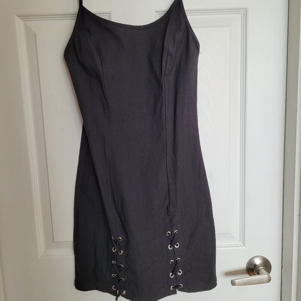 Little black lace-up dress